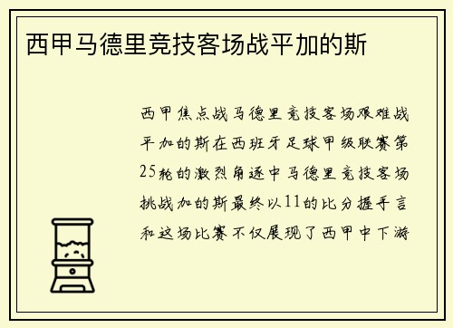 西甲马德里竞技客场战平加的斯